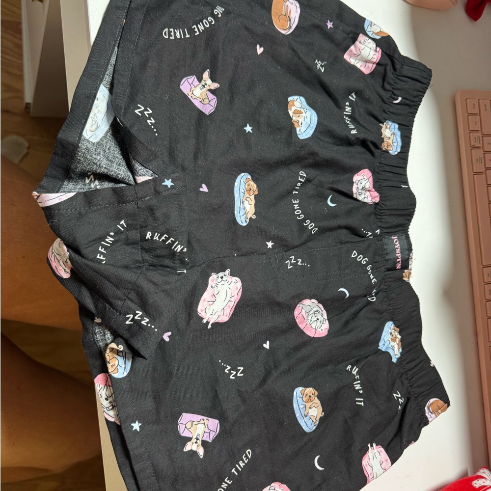 JoyLab Black Kids Pajama Shorts with Dog and Moon Design